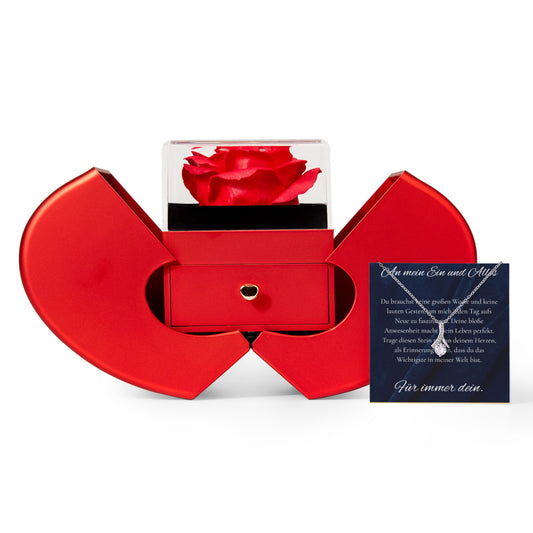 "Mein Ein und Alles" - Alluring Beauty Halskette RED HEART ROSE BOX