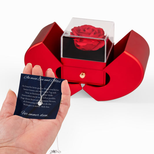 "Mein Ein und Alles" - Alluring Beauty Halskette RED HEART ROSE BOX