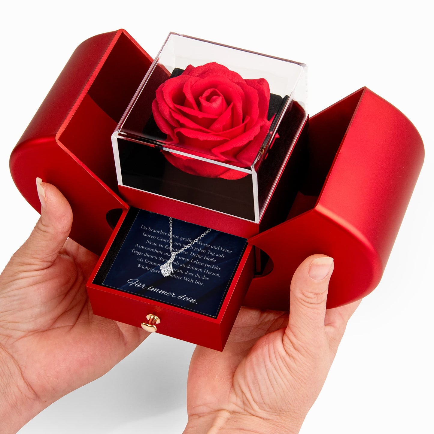 "My Everything" - Alluring Beauty Necklace RED HEART ROSE BOX