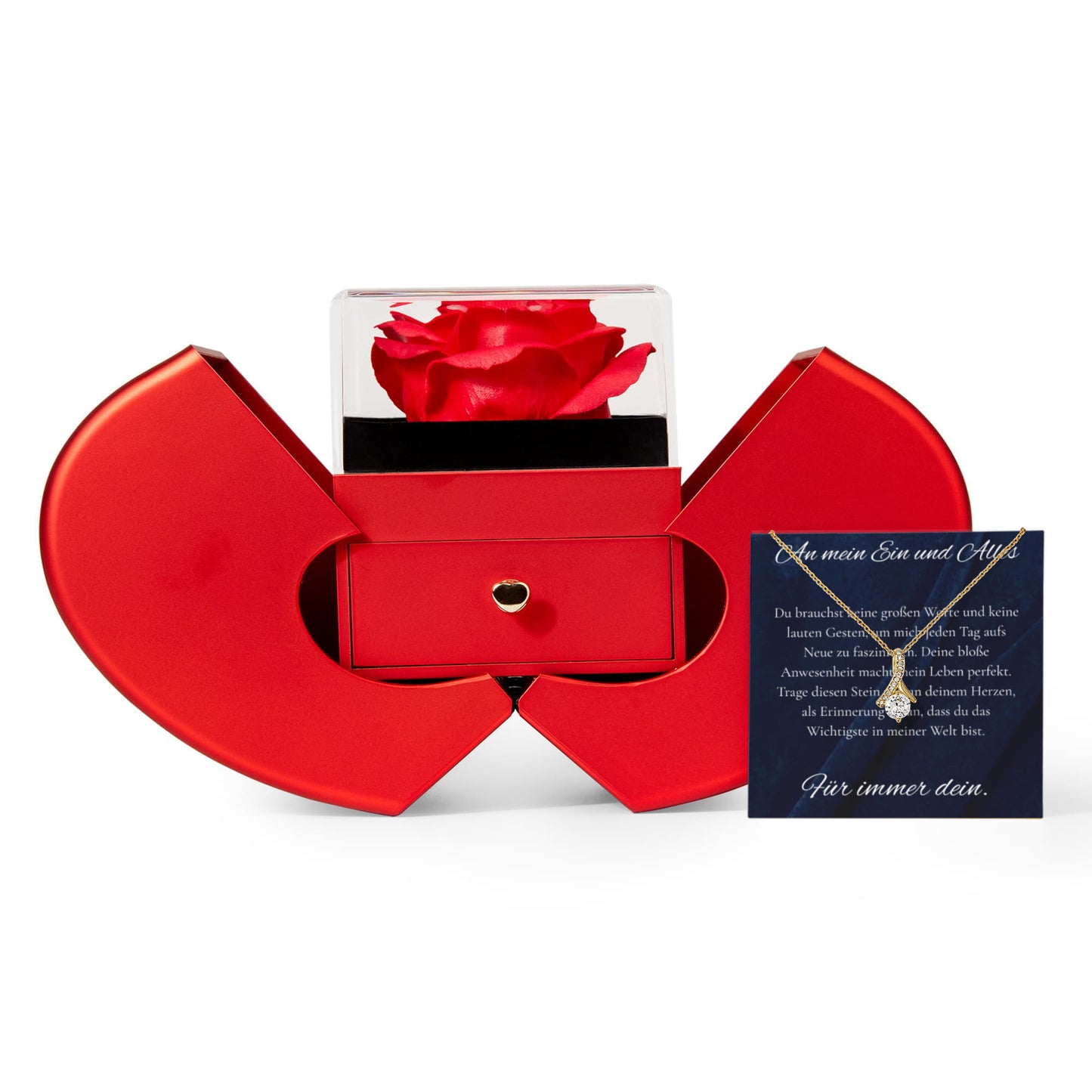 "My Everything" - Alluring Beauty Necklace RED HEART ROSE BOX