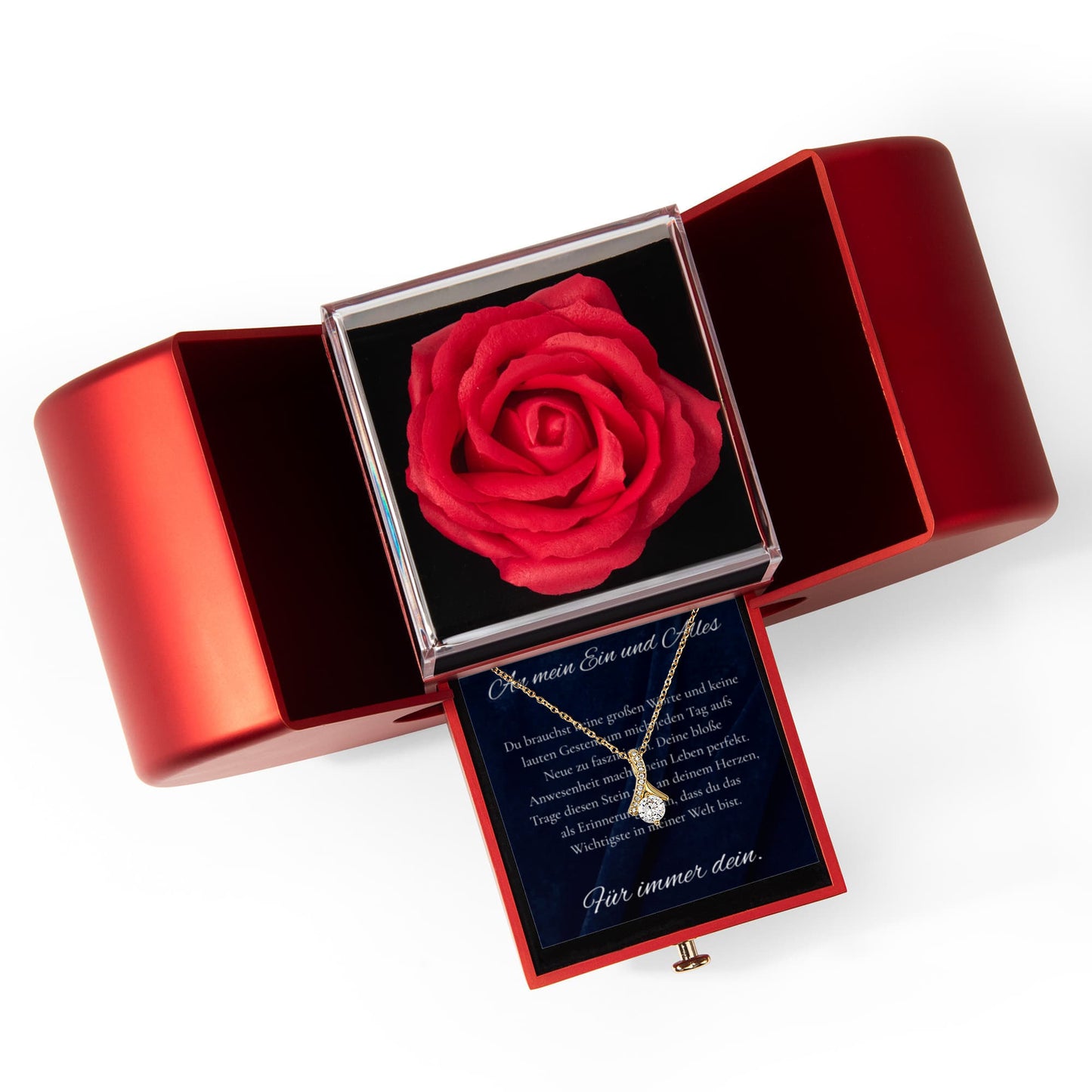 "My Everything" - Alluring Beauty Necklace RED HEART ROSE BOX